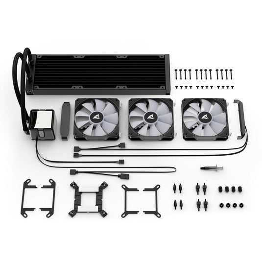 Sharkoon s100 argb waterkoeling (zwart, 4-pins pwm fan-connector)