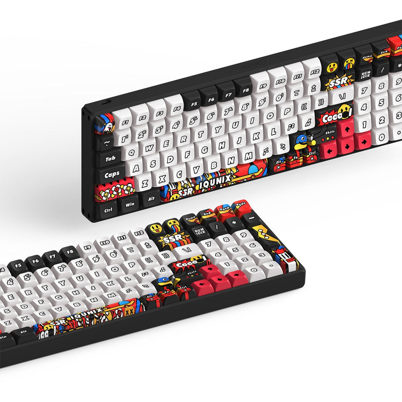 Load image into Gallery viewer, Iqunix f97 graffiti diary wireless mechanical keyboard (zwart, us lay-out (qwerty), cherry mx silent red, 96%, rgb leds, 96%, hot-swappable, pbt, 2.4ghz | bluetooth 5.1 | usb-c)
