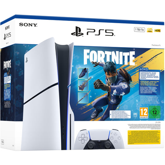 Sony playstation 5 (slim) - 1 tb - fortnite flowering chaos bundel spelconsole (wit zwart)