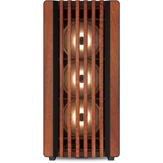 Sharkoon rebel c70g rgb midi tower behuizing (zwart houtkleur | 2x usb-a | 1x usb-c | rgb | tempered glass)