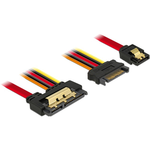 Load image into Gallery viewer, Delock sata 7-pin + 15-pin > sata 22-pin adapter (zwart rood, 0,3 meter)
