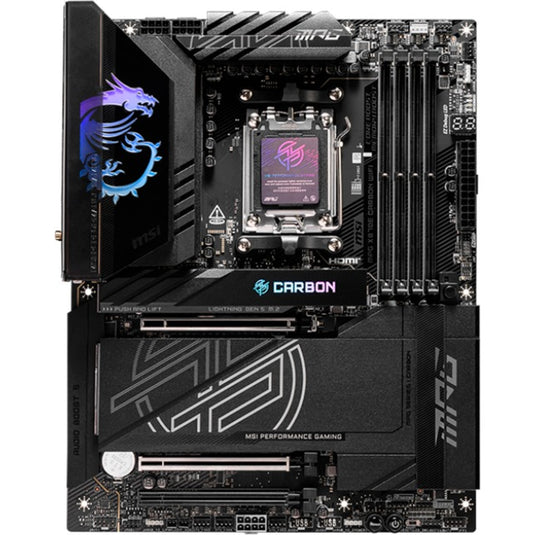 Msi mpg x870e carbon wifi socket am5 moederbord (raid, 5gb-lan, 2,5gb-lan, wi-fi 7, bt, sound, atx)