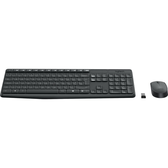 Logitech mk235 wireless keyboard en mouse, desktopset (zwart, us-international)