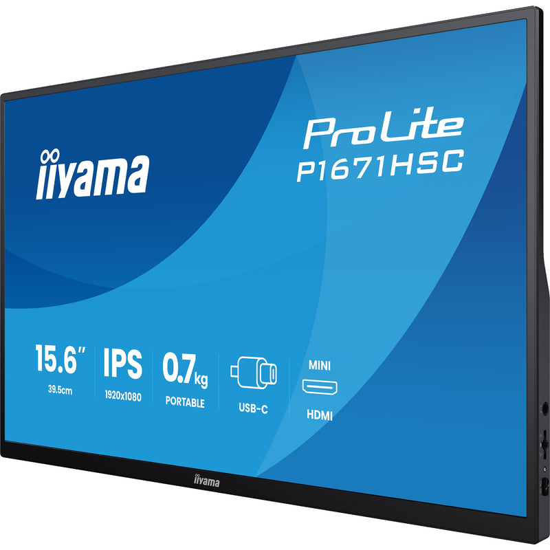 Laden Sie das Bild in Galerie -Viewer, Iiyama prolite p1671hsc-b1 15.6 monitor (zwart (mat), mini-hdmi (type-c), 2x usb-c)
