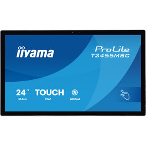 Iiyama prolite t2455msc-b2 23.8 touchscreen monitor (zwart, 120 hz, hdmi, displayport, audio, usb, webcam, touch)