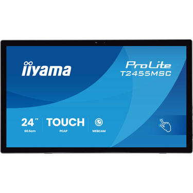 Iiyama prolite t2455msc-b2 23.8 touchscreen monitor (zwart, 120 hz, hdmi, displayport, audio, usb, webcam, touch)