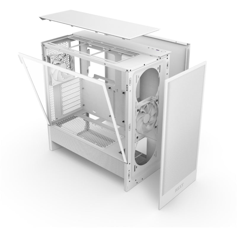 Load image into Gallery viewer, Nzxt h5 flow v2 midi tower behuizing (wit | 1x usb-a | 1x usb-c | tempered glass)
