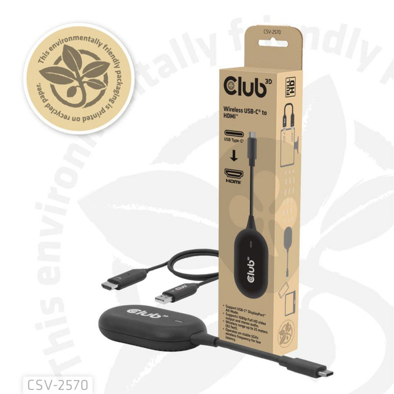 Laden Sie das Bild in Galerie -Viewer, Club 3d wireless usb-c to hdmi transmitter and receiver adapter (zwart)

