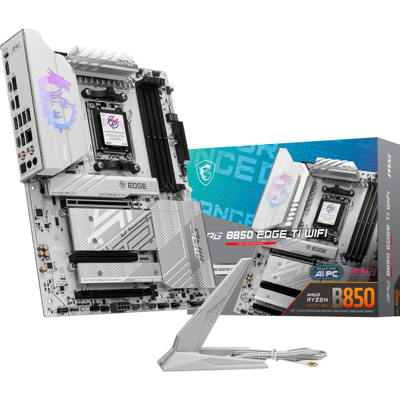 Load image into Gallery viewer, Msi mpg b850 edge ti wifi socket am5 moederbord (raid, 5gb-lan, wi-fi 7, bt, sound, atx)
