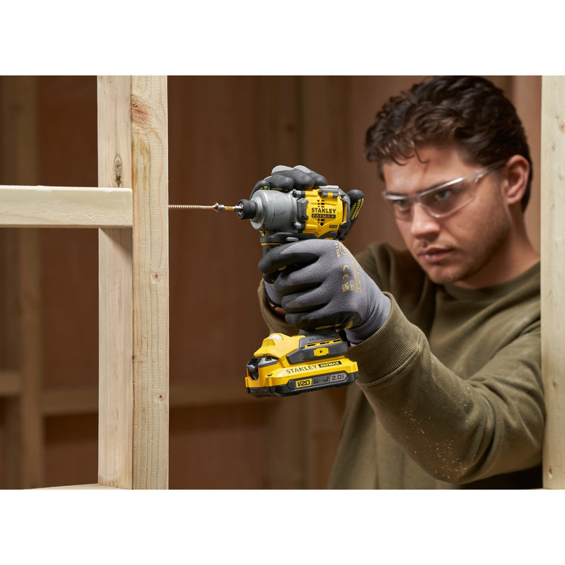 Load image into Gallery viewer, Stanley fatmax v20 18v borstelloze slagschroevendraaier (geel zwart, accu en oplader niet inbegrepen)
