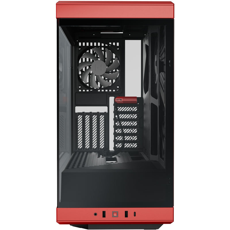 Load image into Gallery viewer, Hyte y40 midi tower behuizing (rood zwart | 2x usb-a | 1x usb-c | tempered glass)
