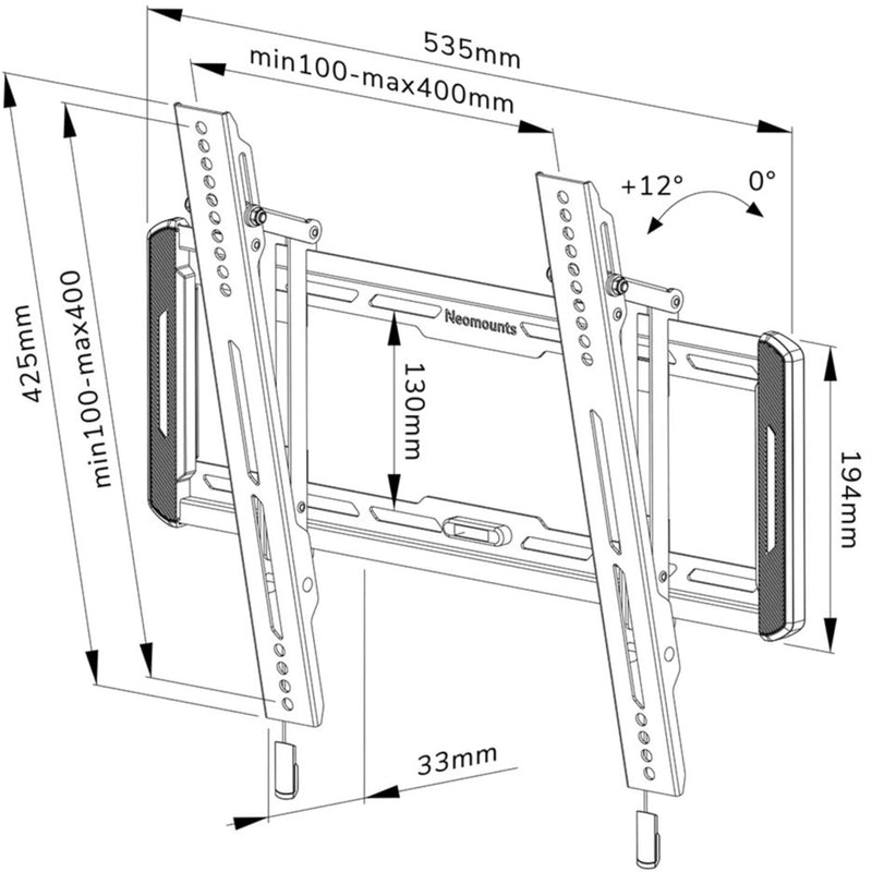 ギャラリービューアに画像をロードする, Neomounts wl35-550bl14 tv wandsteun wandmontage (zwart)
