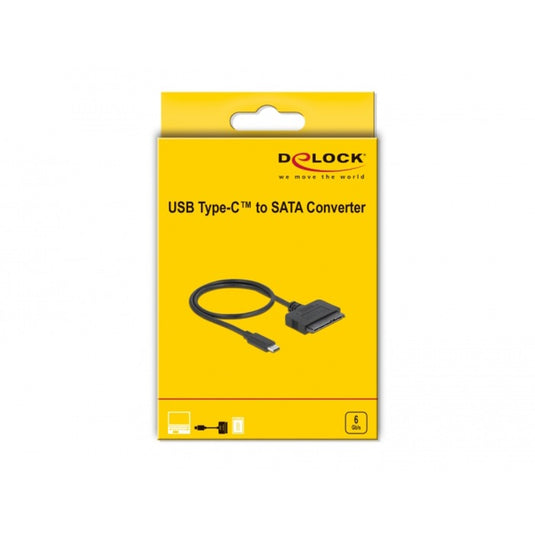 Delock usb type-c converter to 22 pin sata 6 gb s (zwart)