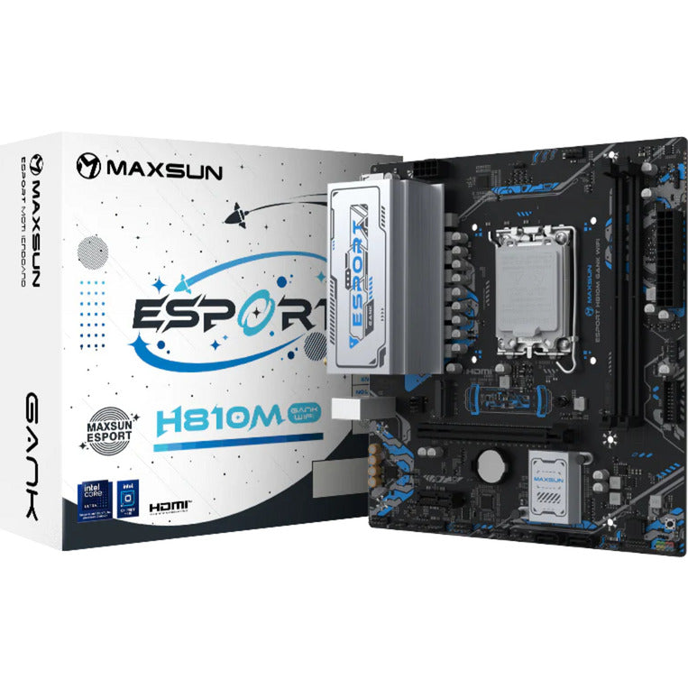 Laden Sie das Bild in Galerie -Viewer, Maxsun ms-esport-h810m gank wifi socket 1851 moederbord (zwart, gb-lan, wlan, bt, sound, µatx)
