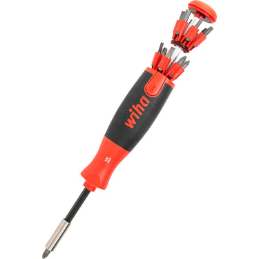 Wiha schroevendraaier met bitmagazijn liftup 25 magnetisch (zwart rood, 12 bits, 1 4 )