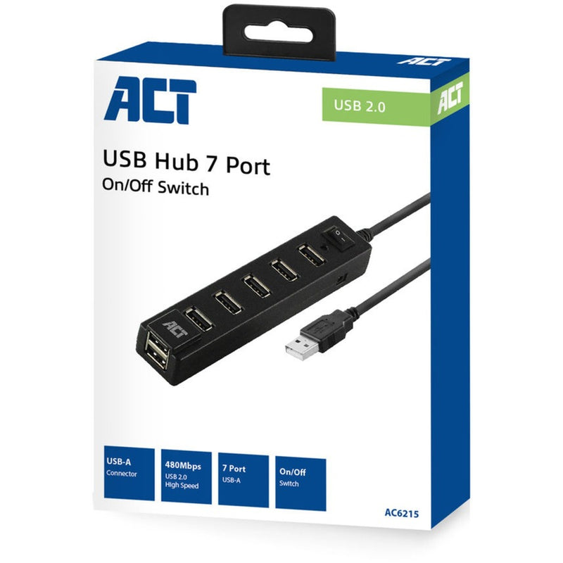 Afbeelding laden in galerijviewer, Act connectivity usb hub 7 port met aan- en uit schakelaar usb-hub (zwart)
