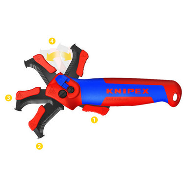 Knipex kabelmes, met glijschoen (rood blauw)