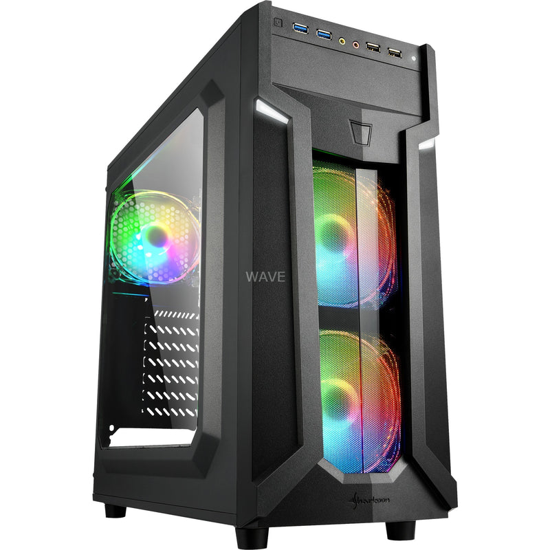 Load image into Gallery viewer, Sharkoon vg6-w rgb midi tower behuizing (zwart | 4x usb-a | rgb | window)
