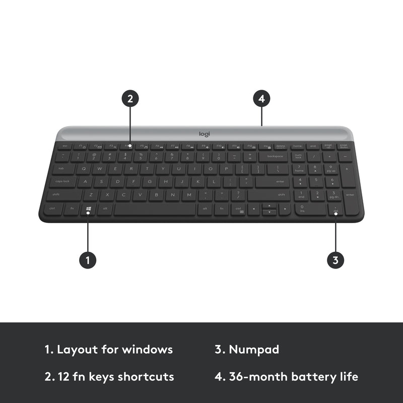 Load image into Gallery viewer, Logitech mk470 slim draadloze desktopset (zwart, us-international lay-out (qwerty), scissor switches, 100%, 1000 dpi)
