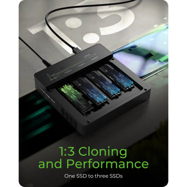 Icy box ib-4013mcl-c4 4-bays usb4® duplicator (1:3 klonen) dockingstation (zwart)
