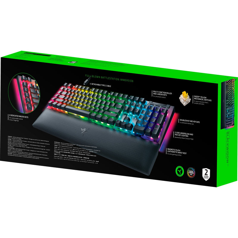 Load image into Gallery viewer, Razer blackwidow v4, gaming toetsenbord (zwart, us lay-out, yellow, rgb leds, doubleshot abs)
