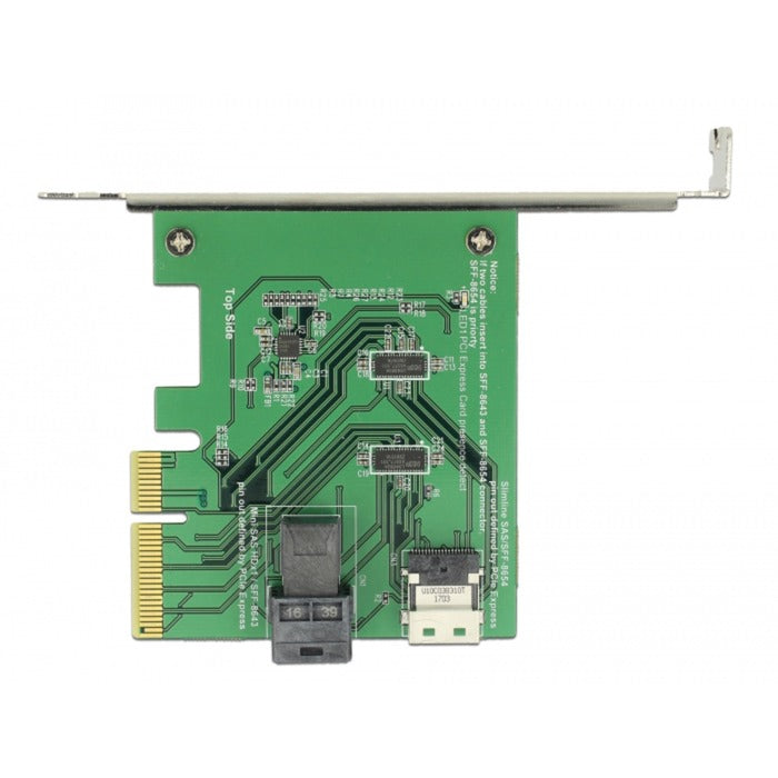 Load image into Gallery viewer, Delock pci express x4 card u.2 nvme naar 1 x internal sff-8654 4i + 1 x internal sff-8643 – low profile form factor adapter (zilver)
