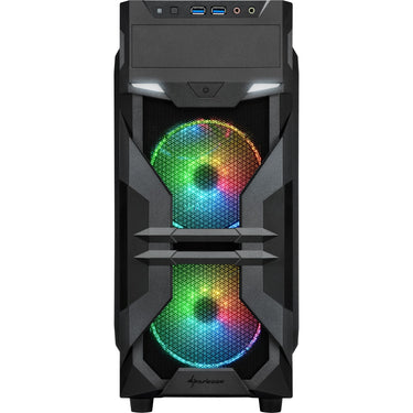 Sharkoon vg7-w rgb midi tower behuizing (zwart | 2x usb-a | rgb | window)