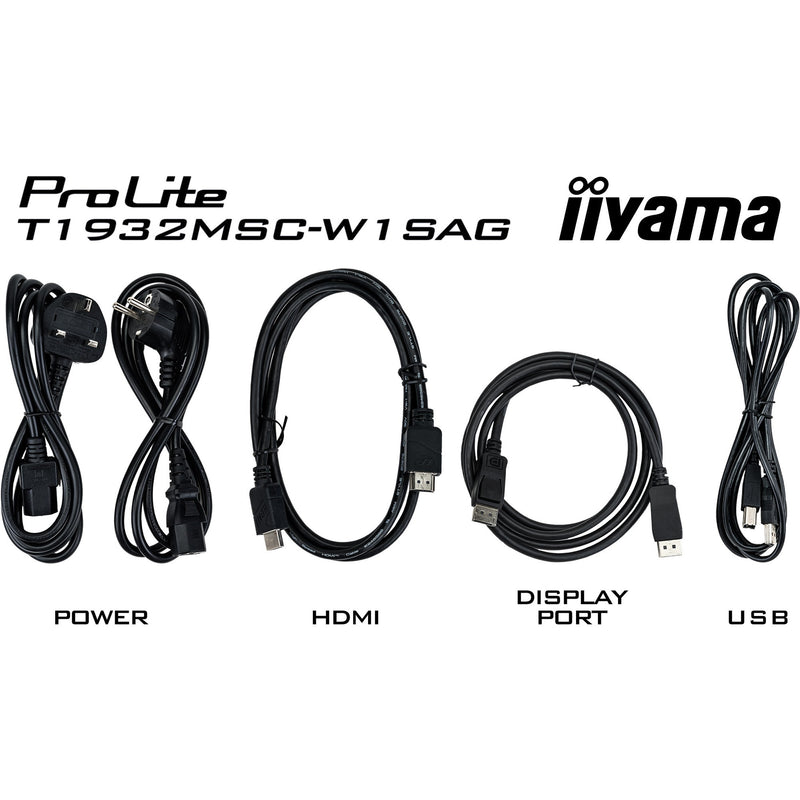 Load image into Gallery viewer, Iiyama prolite t1932msc-w1sag 19 touchscreen monitor (wit, hdmi, displayport, vga, usb-b)
