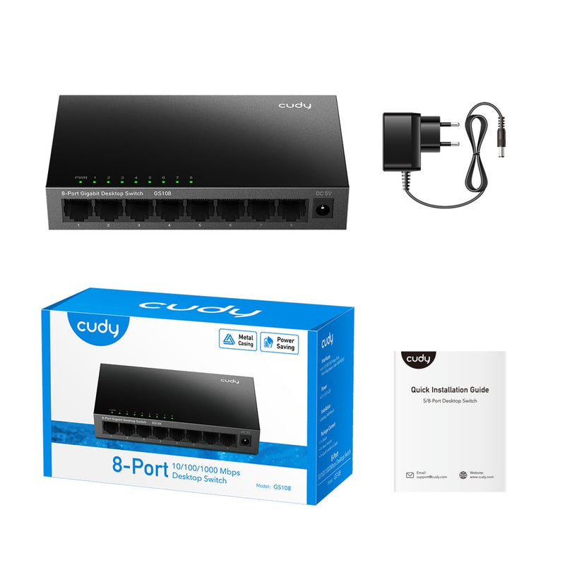 Load image into Gallery viewer, Cudy 8-port gigabit desktop metal switch (zwart)

