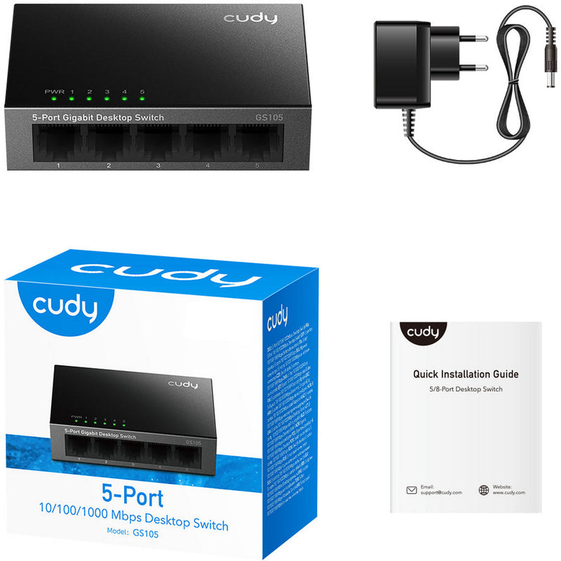 Afbeelding laden in galerijviewer, Cudy 5-port gigabit desktop metal switch (zwart)
