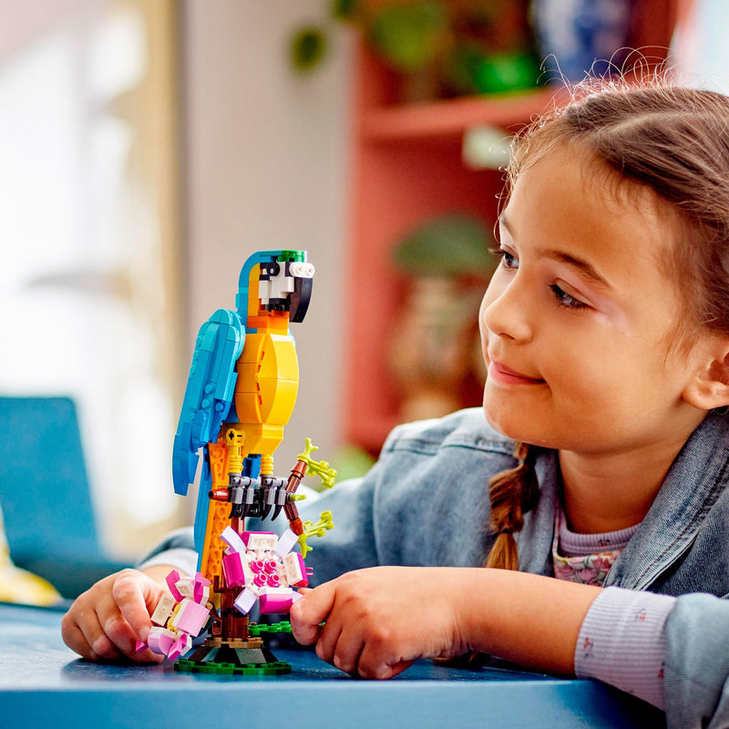 Afbeelding laden in galerijviewer, Lego creator 3in1 exotische papegaai - kikker - vis dieren speelgoed set voor kinderen - 31136
