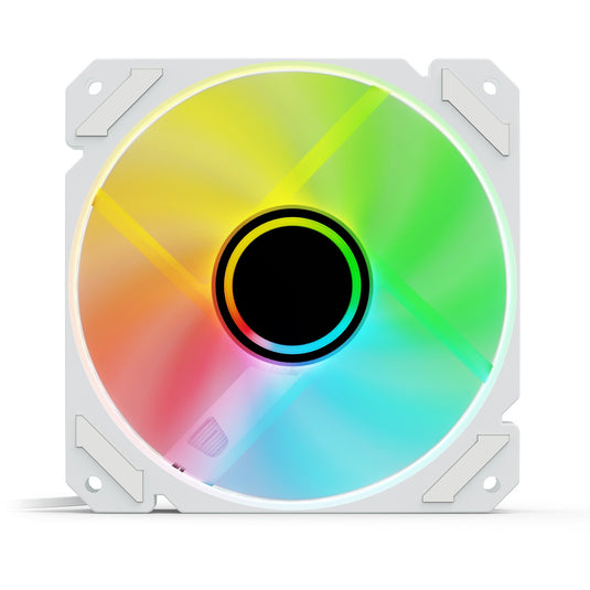 Sharkoon shark mirror rgb pwm reverse case fan (wit, 120 x 120 x 25 mm)