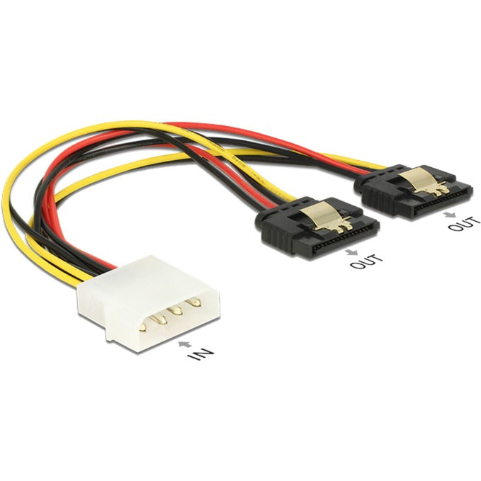 Load image into Gallery viewer, Delock power molex 4-pin male > 2 x sata 15-pin splitterkabel (zwart rood, 0,2 meter)
