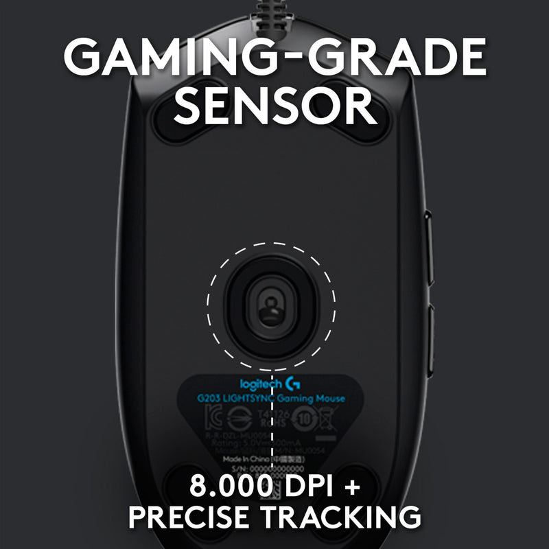 Afbeelding laden in galerijviewer, Logitech g203 lightsync gaming muis (zwart, 200 - 8000 dpi, rgb leds)
