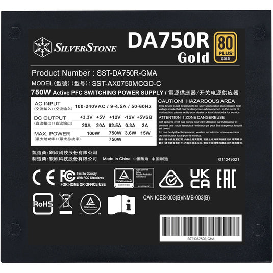 Silverstone da750r gold modulaire 750 watt voeding (zwart, 4x pcie)