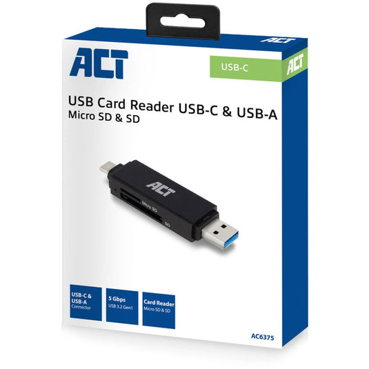 Act connectivity usb-c usb-a kaartlezer, sd micro sd (zwart)