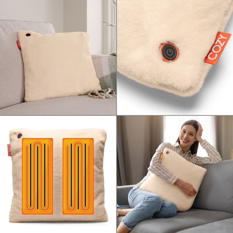 Load image into Gallery viewer, Cozy una teddy 45 x 45 cm draadloos warmtekussen (lichtbeige, powerbank 5000 mah)
