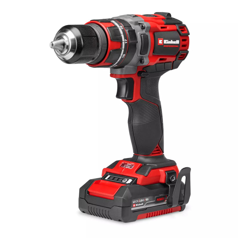 Load image into Gallery viewer, Einhell professional accu klopboor- schroefmachine tp-cd 18 60 li-i bl (1x 2.0 ah) klopboorschroevendraaier (rood zwart, incl. 1x 2.0 ah power x-change accu en lader)
