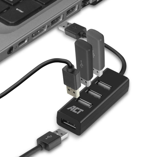 Act connectivity usb hub mini 4 port usb-hub (zwart)