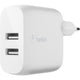 Belkin boost charge 2-poorts usb-a wandlader (wit, 2x usb-a, 24w)