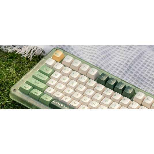 Iqunix zx75 camping wireless mechanical keyboard (groen, us lay-out (qwerty), cherry mx blue, 75%, rgb leds, hot-swappable, double-shot pbt, 2.4ghz | bluetooth 5.1 | usb-c)
