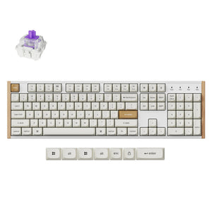 Keychron k10 he-q1 rgb mechanisch toetsenbord (wit, us lay-out (qwerty), gateron double-rail magnetic nebula, 100%, rgb leds, osa double-shot pbt, hot swap, usb-c | 2.4 ghz | bluetooth 5.1)
