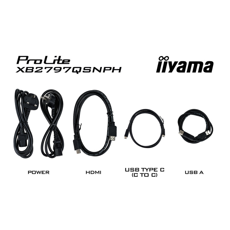 Load image into Gallery viewer, Iiyama prolite xb2797qsnph-b1 27 monitor (zwart, hdmi, displayport, usb-c, lan, audio, webcam)
