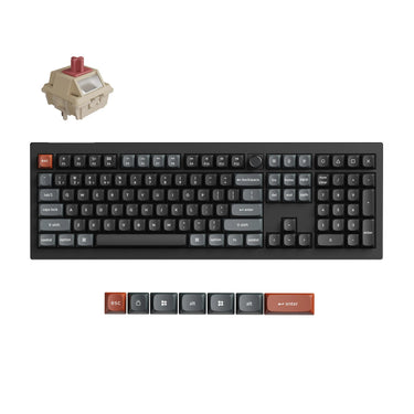 Keychron v6 ultra 8k wireless custom mechanical keyboard (zwart, us lay-out (qwerty), silk pom red, 100%, rgb, hot swap, 2.4 ghz | bluetooth 5.3 | usb-c)