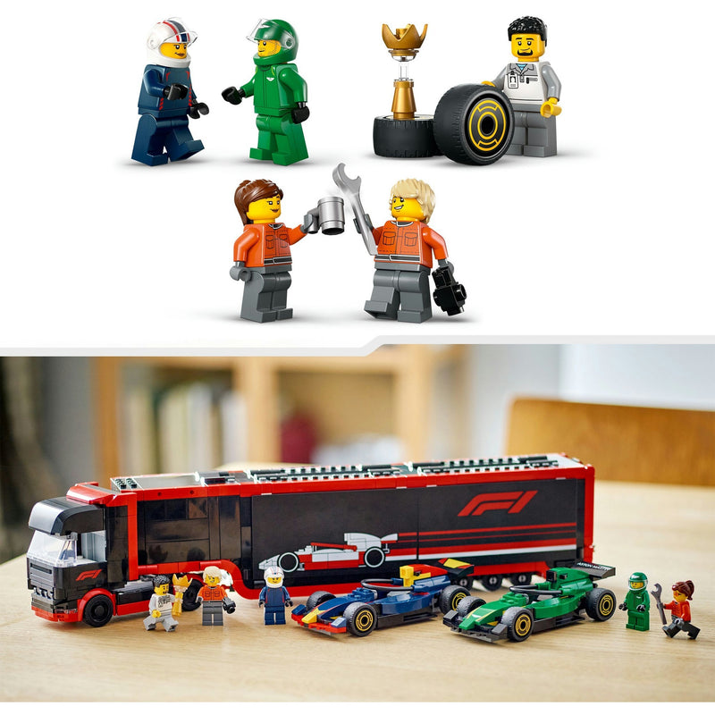 Load image into Gallery viewer, Lego city 60445 f1 truck met rb20 en amr24 f1 auto's
