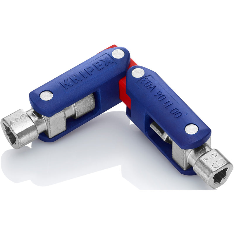 Load image into Gallery viewer, Knipex schakelkastsleutel doublejoint 00 11 06 v03 dopsleutel (blauw rood)
