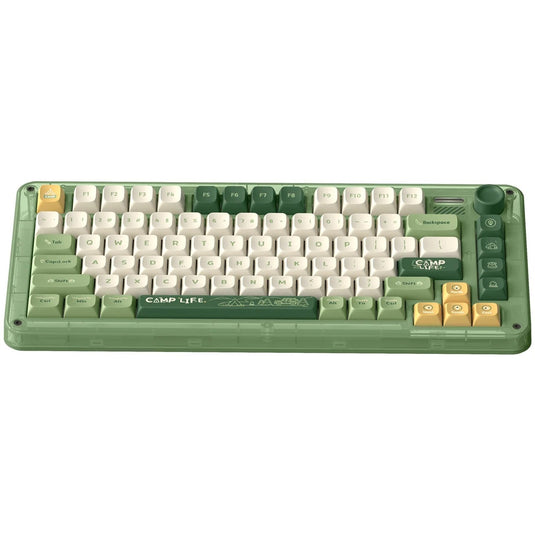 Iqunix zx75 camping wireless mechanical keyboard (groen, us lay-out (qwerty), cherry mx blue, 75%, rgb leds, hot-swappable, double-shot pbt, 2.4ghz | bluetooth 5.1 | usb-c)