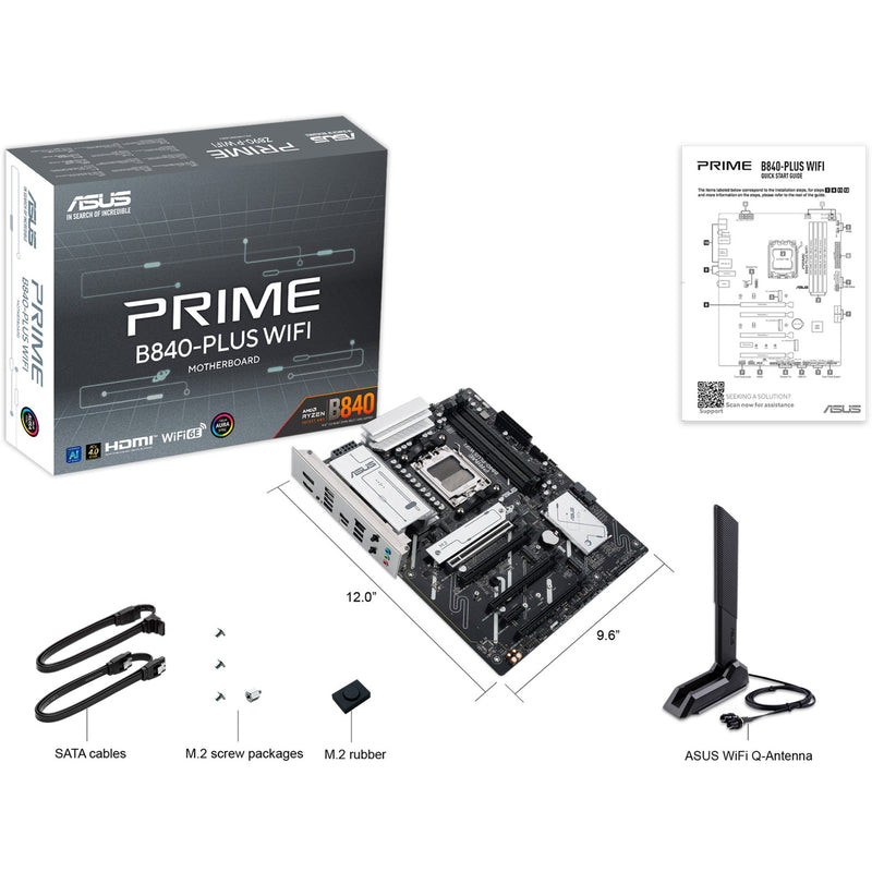 Load image into Gallery viewer, Asus prime b840-plus wifi socket am5 moederbord (raid, 2.5 gbe-lan, wi-fi 6e, bt, sound, atx)
