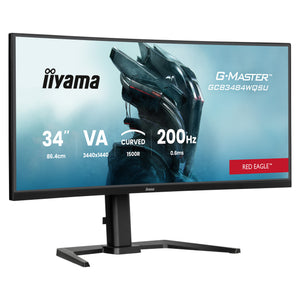 Iiyama g-master red eagle gcb3484wqsu-b2 34 curved ultrawide gaming monitor (zwart, hdmi, displayport, usb, audio, amd free-sync, dual mode)