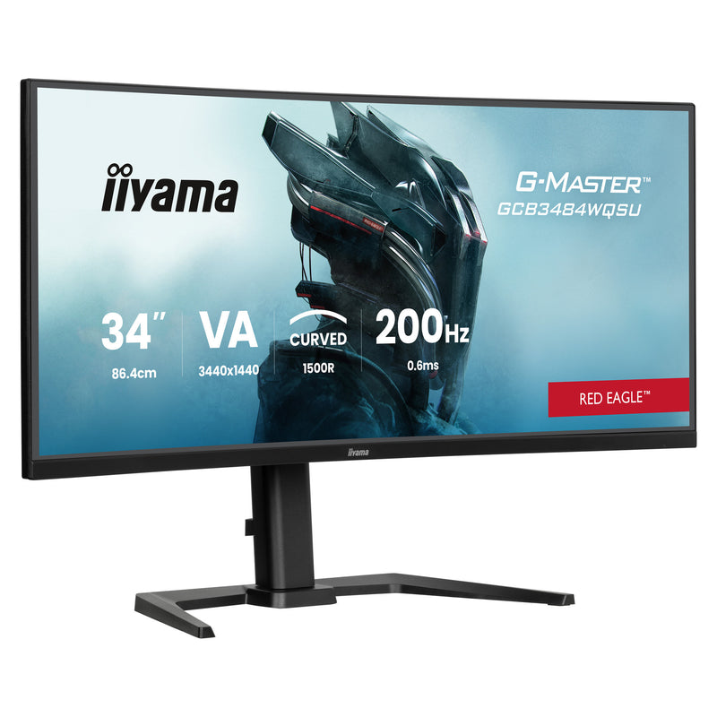 Afbeelding laden in galerijviewer, Iiyama g-master red eagle gcb3484wqsu-b2 34 curved ultrawide gaming monitor (zwart, hdmi, displayport, usb, audio, amd free-sync, dual mode)

